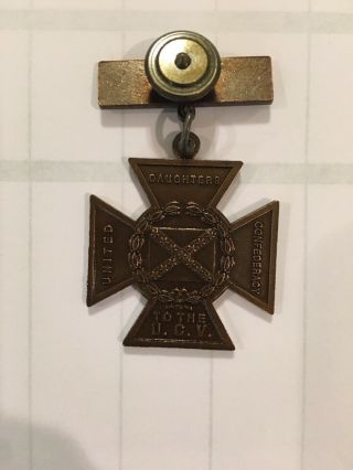 Post Civil War " United Daughters Confederacy " Southern Cross Of Honor Badge Pin -