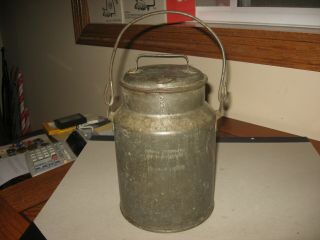 Antique Country General Store Or Farm Steel Milk Pail Large Cream Can 4 Quart