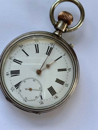 Antique 1800’s Longines Silver Pocket Watch,  Runs With Gold Hands