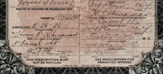 1926 Prohibition Whiskey Sinner Prescription Antique Doctor Fox Pharmacy Bar NY 3