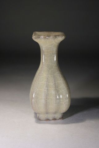 Antique Chinese Celadon Glazed Fluted Guan Vase