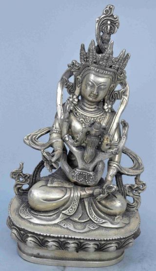 Collectable Souvenir Chinese Miao Silver Carve Exorcism Buddha Buddhism Statue