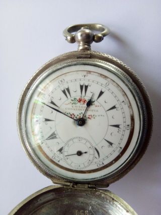 Antique Turkish Ottoman pocket watch.  Silver,  full hunter case.  Not 2