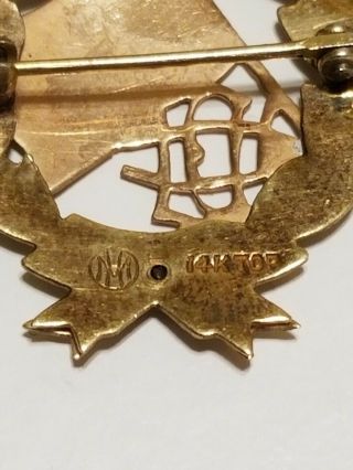 UDC UNITED DAUGHTERS OF THE CONFEDERACY Whitehead Hoag Co 14k GOLD TOP MEDAL PIN 2