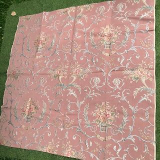 Two Vintage 1940s Arthur H Lee Hand Blocked Pink Floral Tapestry Fabric Panels