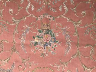 TWO VINTAGE 1940s ARTHUR H LEE HAND BLOCKED PINK FLORAL TAPESTRY FABRIC PANELS 3