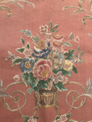 TWO VINTAGE 1940s ARTHUR H LEE HAND BLOCKED PINK FLORAL TAPESTRY FABRIC PANELS 4