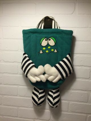 Rare Vintage 1988 Dooffles Fuzzy Face Green Bag Imagination Factory