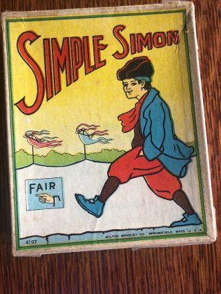 Antique Simple Simon Milton Bradley Card Game Complete In Orig Box Early 1900s