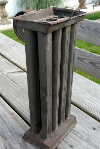 Antique 8 Candle Tin Mold With Handle