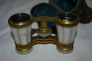 VERY RARE Milwaukee Wisc.  E.  F.  Rohn Mother of Pearl Opera Glasses & Leather Case 2