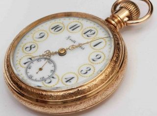 1908 antique South Bend 18 size pocket watch w/ FANCY ENAMELED DIAL 3