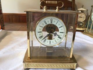 Seth Thomas Mantle Clock Brass Glass Made In Germany Battery Operated.