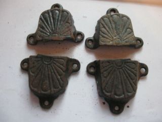 Antique Steamer Trunk Handle Covers Ends Caps