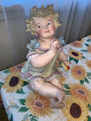 Antique German Conta Boehme Victorian Piano Baby Girl Doll Bisque Figurine