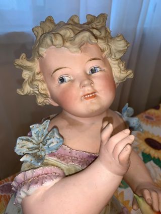 Antique German CONTA BOEHME VICTORIAN PIANO BABY GIRL DOLL Bisque Figurine 2