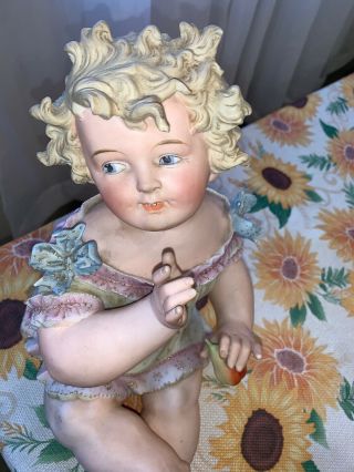 Antique German CONTA BOEHME VICTORIAN PIANO BABY GIRL DOLL Bisque Figurine 3