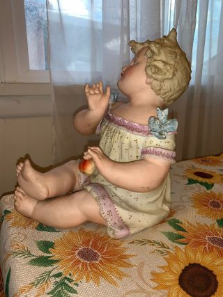 Antique German CONTA BOEHME VICTORIAN PIANO BABY GIRL DOLL Bisque Figurine 4