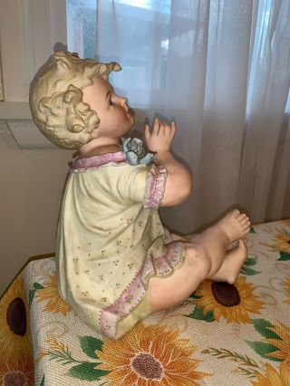 Antique German CONTA BOEHME VICTORIAN PIANO BABY GIRL DOLL Bisque Figurine 6
