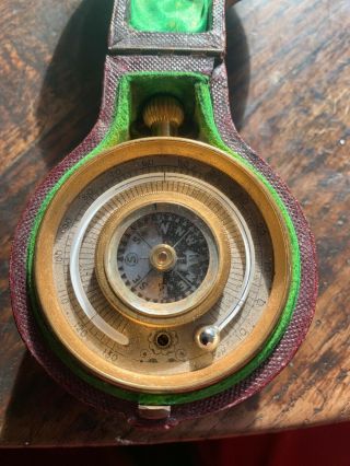 Rare Antique Pocket Barometer Compass & Thermometer