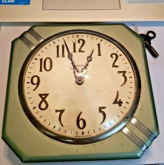 Vintage Sessions Art Deco Kitchen Wall Clock Green Paint