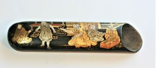 Chinese Japanese Painted Spectacles Case Etui,  Good Cond.  6 In Long,  19th Century