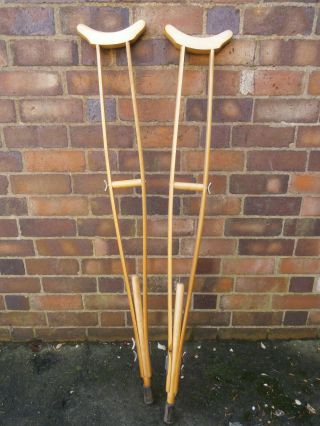 Vintage Nato Wooden Crutches Adjustable Army First Aid Medic Field Support