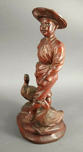 FINE OLD CHINESE CARVED WOODEN CULTURAL REVOLUTION MAOIST GIRL FIGURE GLASS EYES 3