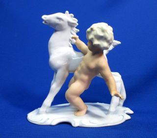 Schau Bach Kunst Germany Porcelain Figurine Of Boy With Colt