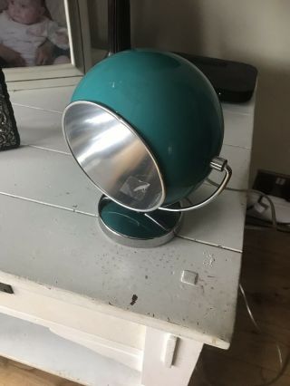 Funky 69’s 70’s 80’s Round Spotlight Lamp Chrome Teal Turquoise Retro Vintage