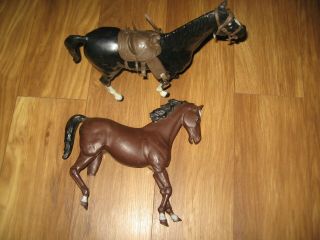 Marx Johnny West Thunderbolt Black Horse Mcmlxv W/ Saddle,  Mcmlxvii Horse