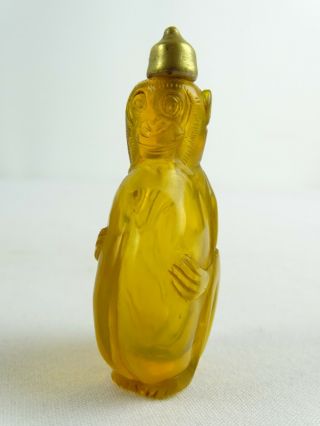 Antique Chinese Peking Glass Snuff Bottle Pregnant Monkey China Late Qing