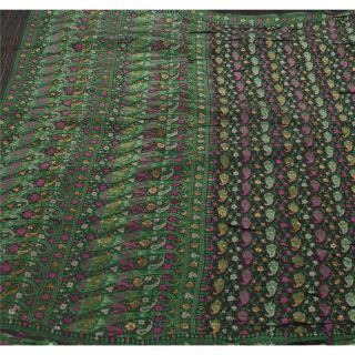 Sanskriti Vintage Black Saree Pure Silk Woven Craft 5Yd Soft Fabric Premium Sari 2