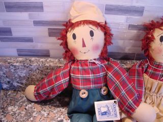 Primitive Country Folk Art Raggedy Ann and Andy Dolls 2