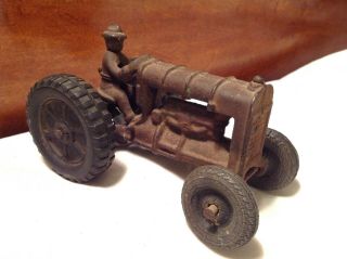 Antique Arcade Hubley 5 " Cast Iron Tractor With Driver