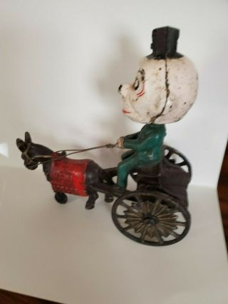Very Rare,  Vintage,  Cast Iron Monkey,  Driving a Horse Drawn Wagon 6