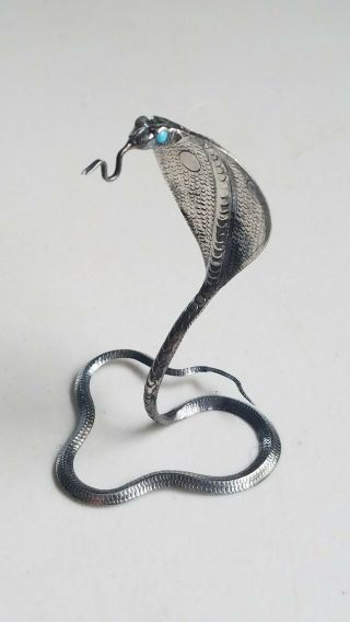 Antique Rare Sterling Silver & Turquoise Cobra Snake Pocket Watch Stand