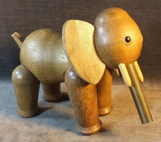Vtg Mid Century Jointed Wood Elephant Figurine Toy Schooline Zoo Line Ms8.  2