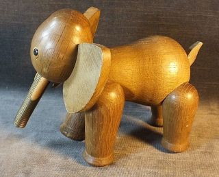 VTG Mid Century Jointed Wood Elephant Figurine Toy Schooline Zoo Line MS8.  2 3