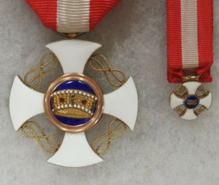 WW2 Vintage ITALIAN ORDER of the CROWN Knights Grade & Mini Medal ITALY 2