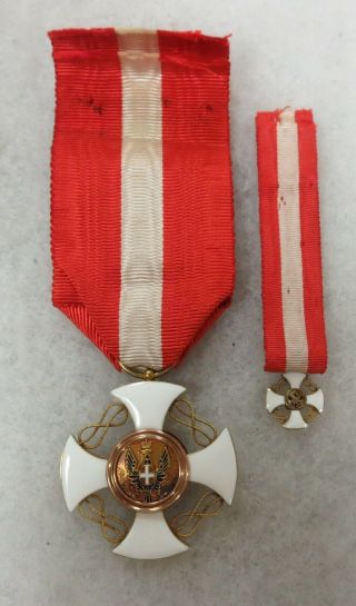 WW2 Vintage ITALIAN ORDER of the CROWN Knights Grade & Mini Medal ITALY 3