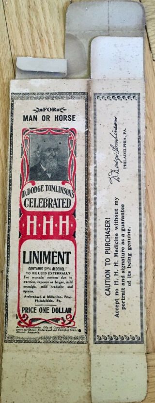 D.  Dodge Tomlinson ' s H.  H.  H.  Liniment - vintage Box - FOR MAN OR HORSE - 1907 3