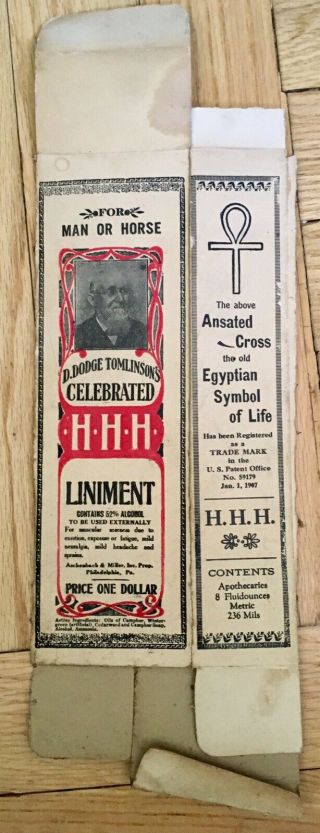 D.  Dodge Tomlinson ' s H.  H.  H.  Liniment - vintage Box - FOR MAN OR HORSE - 1907 4