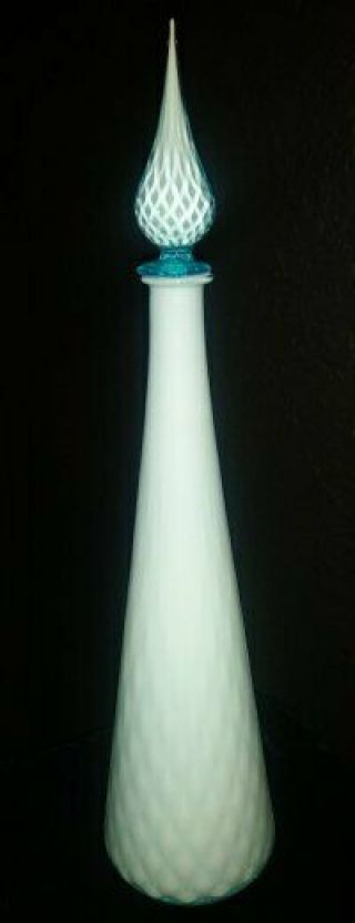 Tall Vintage Italian Cased Glass Decanter/ Genie Bottle