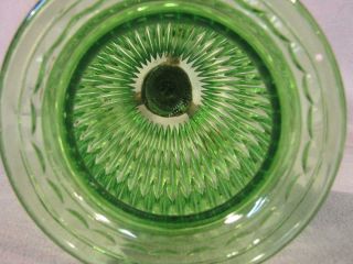 PAIR SMALL OLD CUT GLASS GREEN URNS / VASES ON MARBLE & BRONZE LION BASES 5