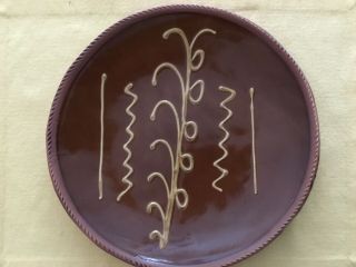 Old Sturbridge Village Pottery Slip Redware Plate Charger Osv