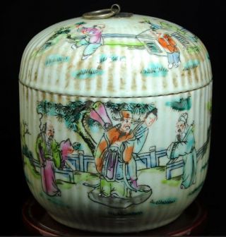 China Old Famille - Rose Porcelain Hand Painted Ancients Teapot /tongzhi Mark B02