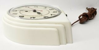 Vintage 1940’s Telechron INC Art Deco white Wall clock 3