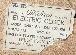 Vintage 1940’s Telechron INC Art Deco white Wall clock 6