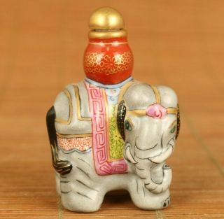 Rare Chinese Old Porcelain Hand Painting Elephant Statue Noble Snuff Bottle